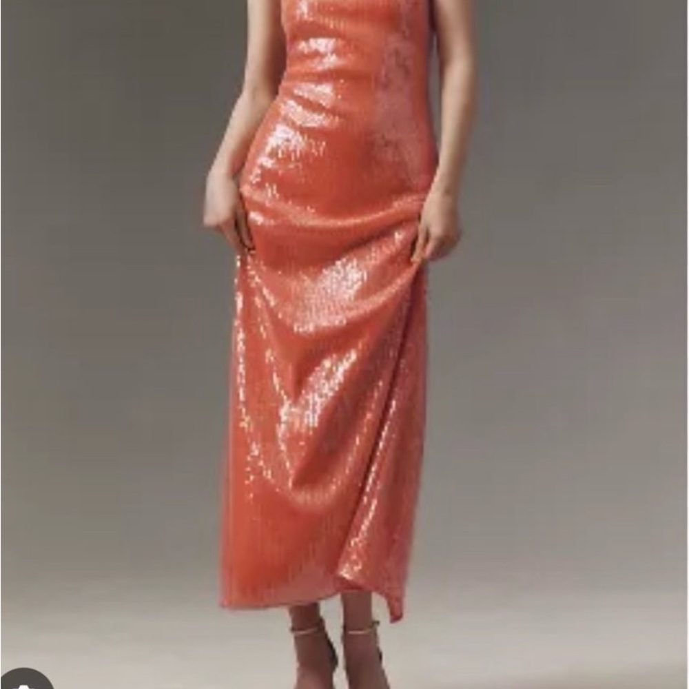 Hutch Coral Sequin Maxi Slip Dress